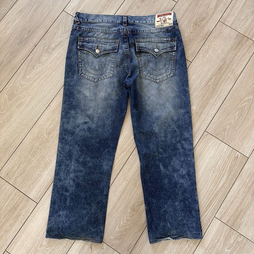 True Religion Men’s Bleached Ricky Jeans Size 42 x 30 Mens USA Made - Picture 3 of 15